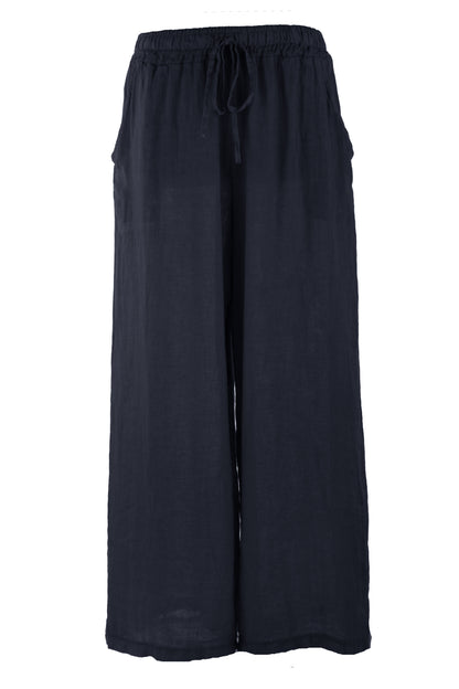 2 Pocket Wide Leg Linen Trouser