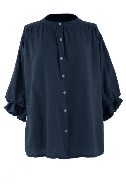 3/4 Balloon Sleeve Linen Shirt