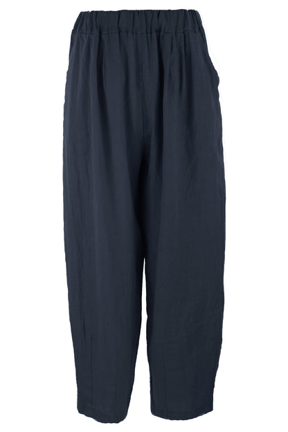 Pintuck Tapered Leg Linen Trouser