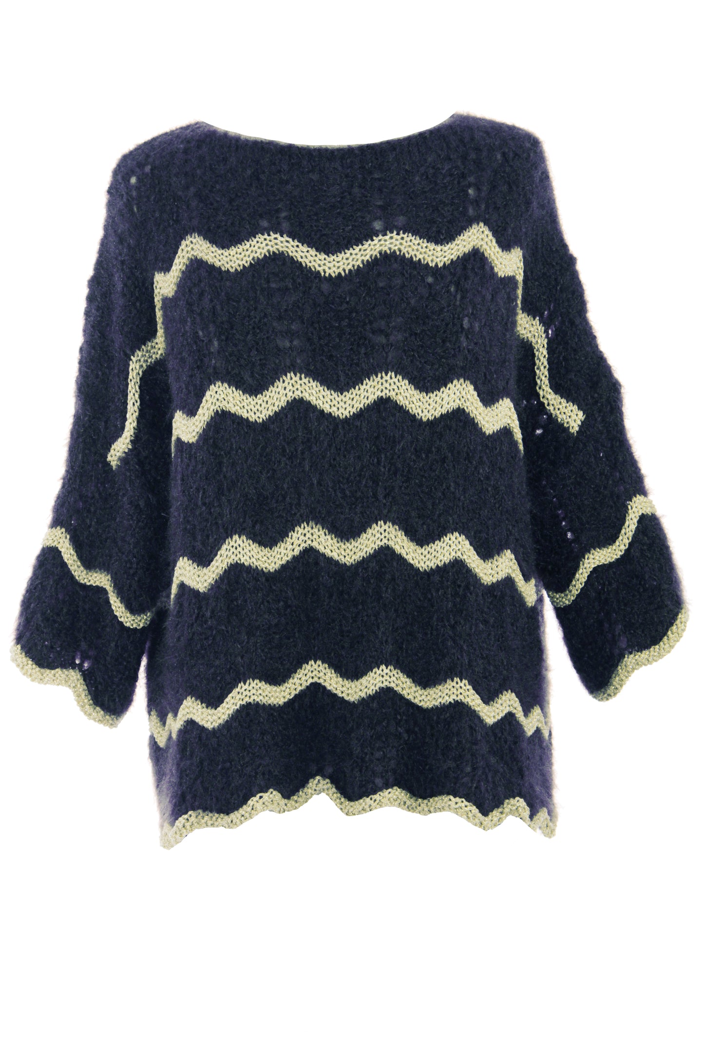 Lurex Scallop Eyelash Knit Jumper