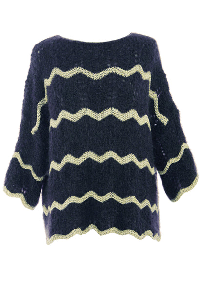 Lurex Scallop Eyelash Knit Jumper