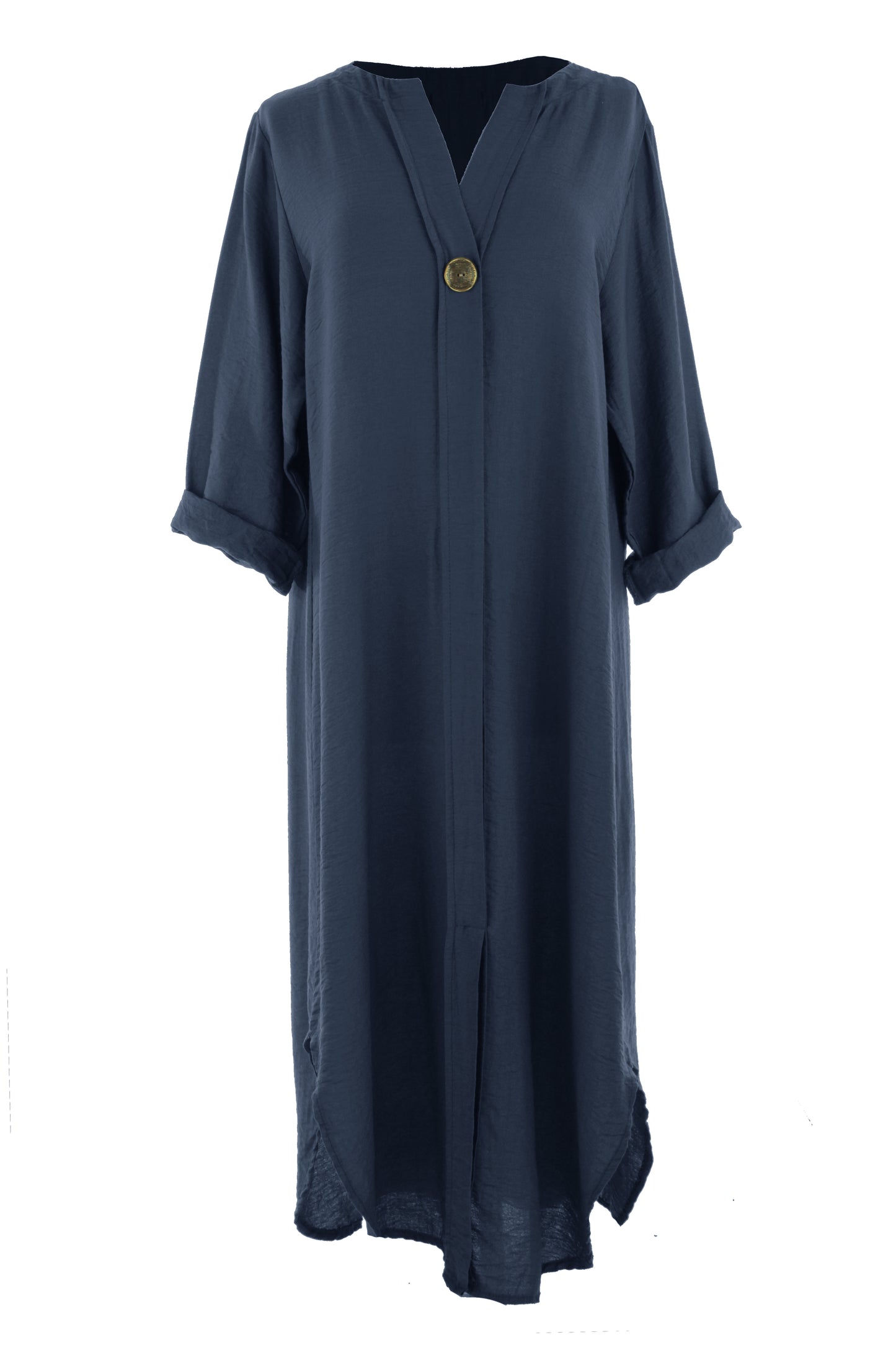 One Button Detail Midi Dress
