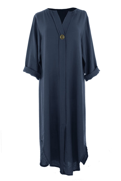 One Button Detail Midi Dress
