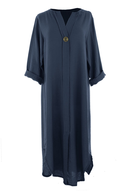 One Button Detail Midi Dress