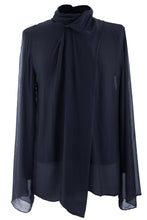 Load image into Gallery viewer, Pleat Detail High Neck Silk Blouse
