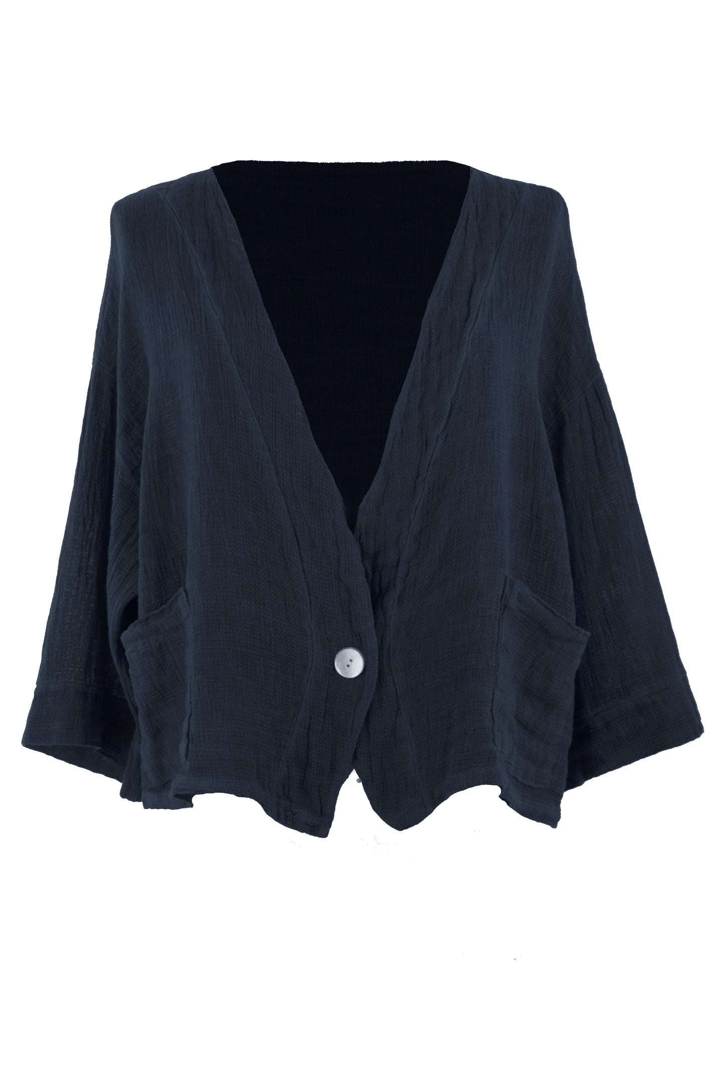 One Button Teabag Linen Jacket