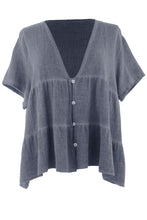 Load image into Gallery viewer, Button Tiered Linen Top
