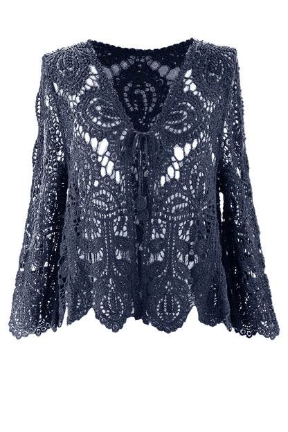 Tie Front Crochet Cardigan