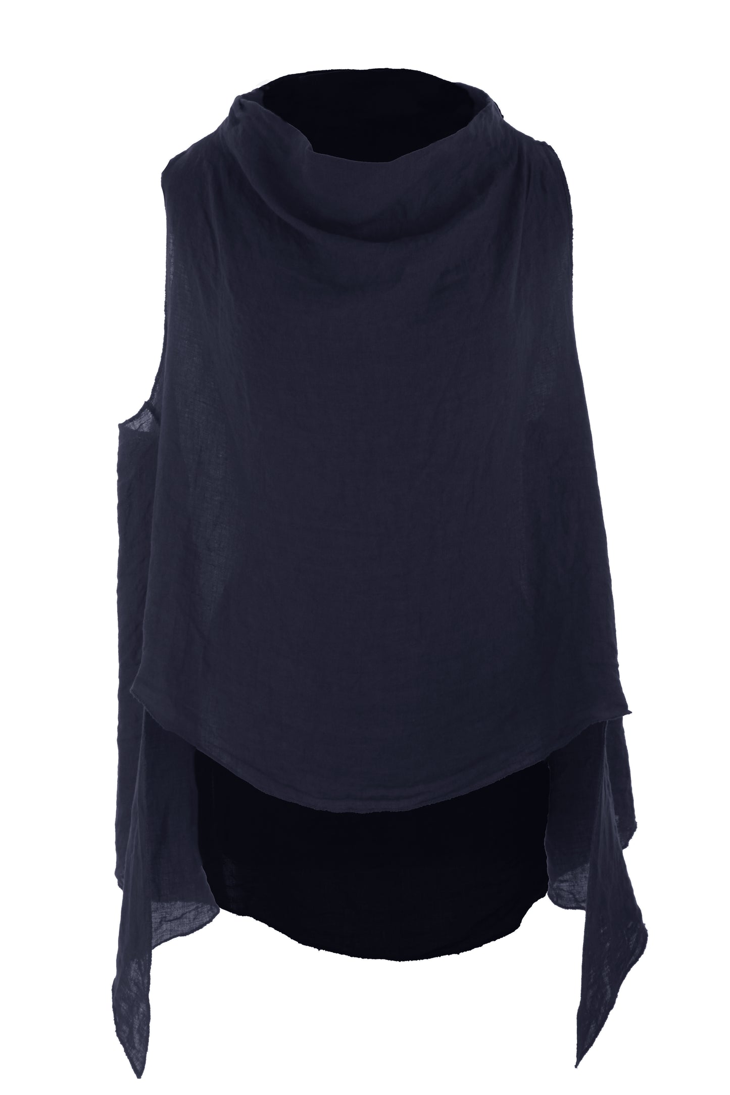 Sleeveless Cowl Neck Linen Top