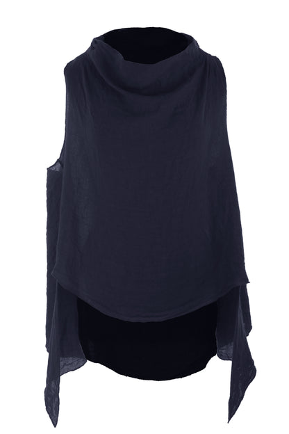 Sleeveless Cowl Neck Linen Top