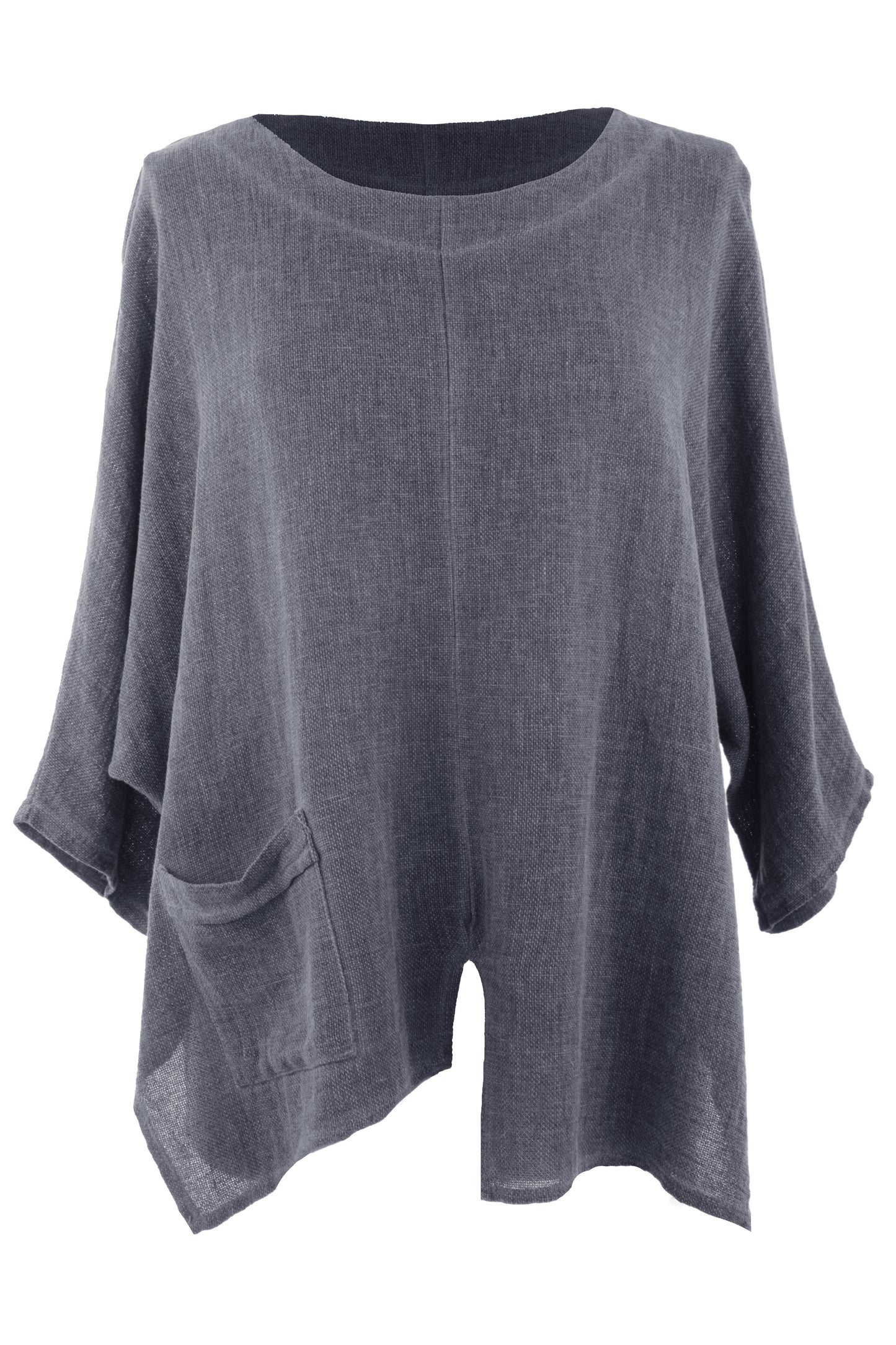 V Cutout Hem Linen Teabag Top