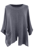 Load image into Gallery viewer, V Cutout Hem Linen Teabag Top
