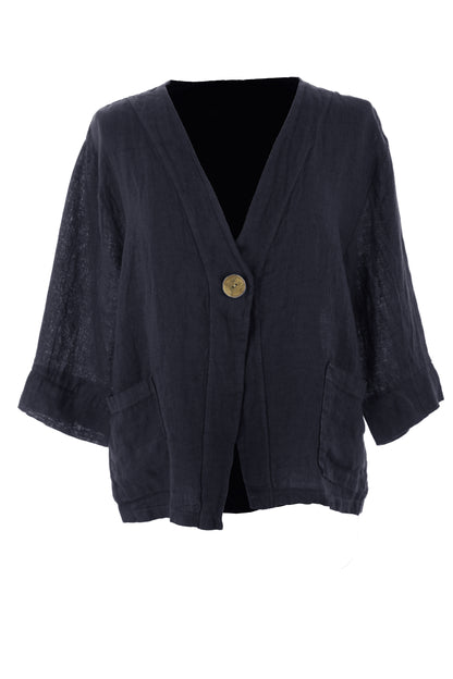 One Button Linen Jacket