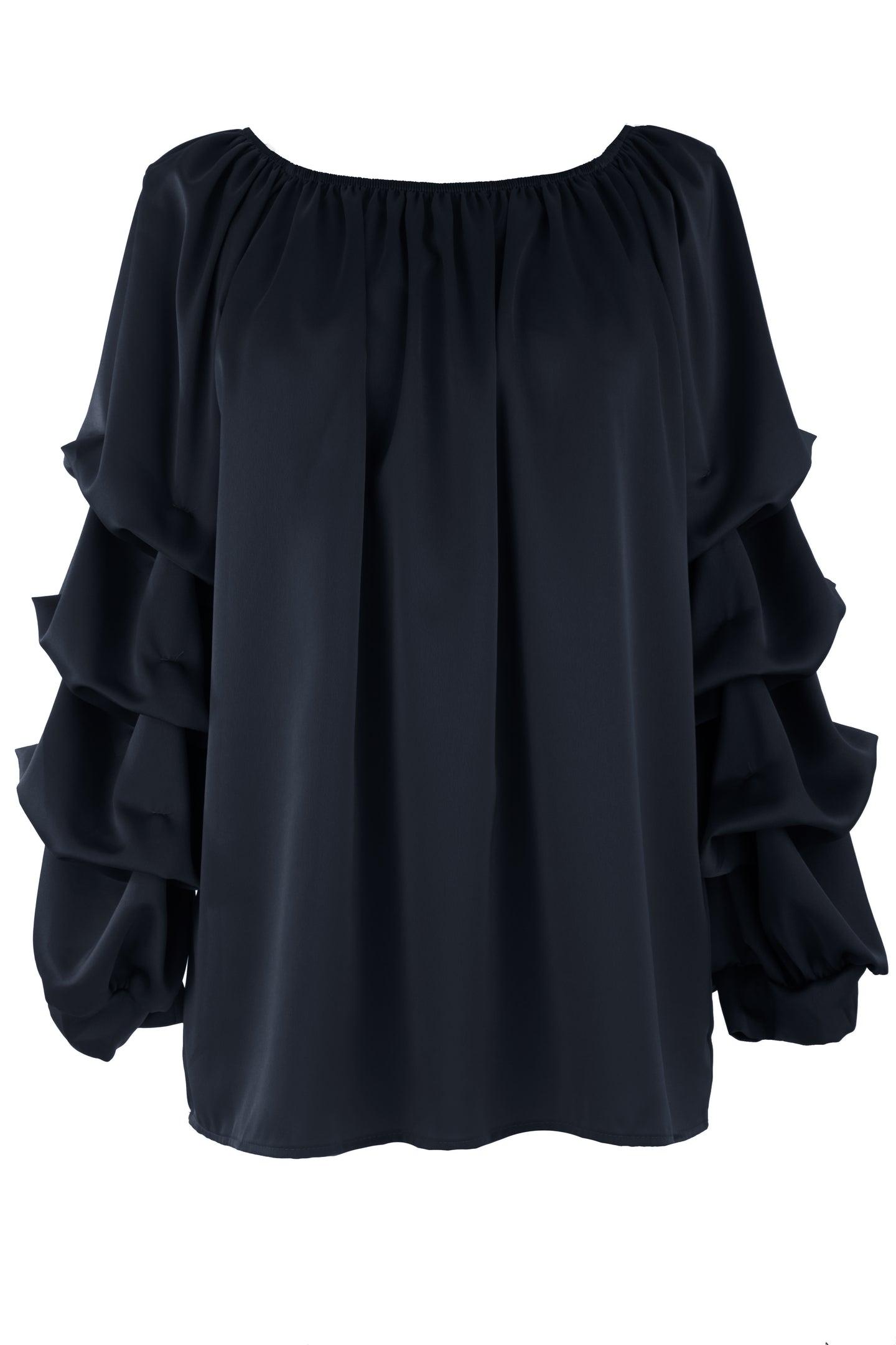 Ruched Sleeve Satin Top