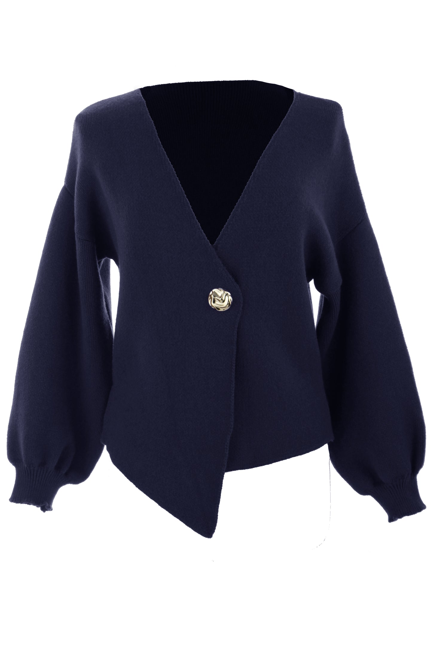 V Neck One Button Knit Cardigan