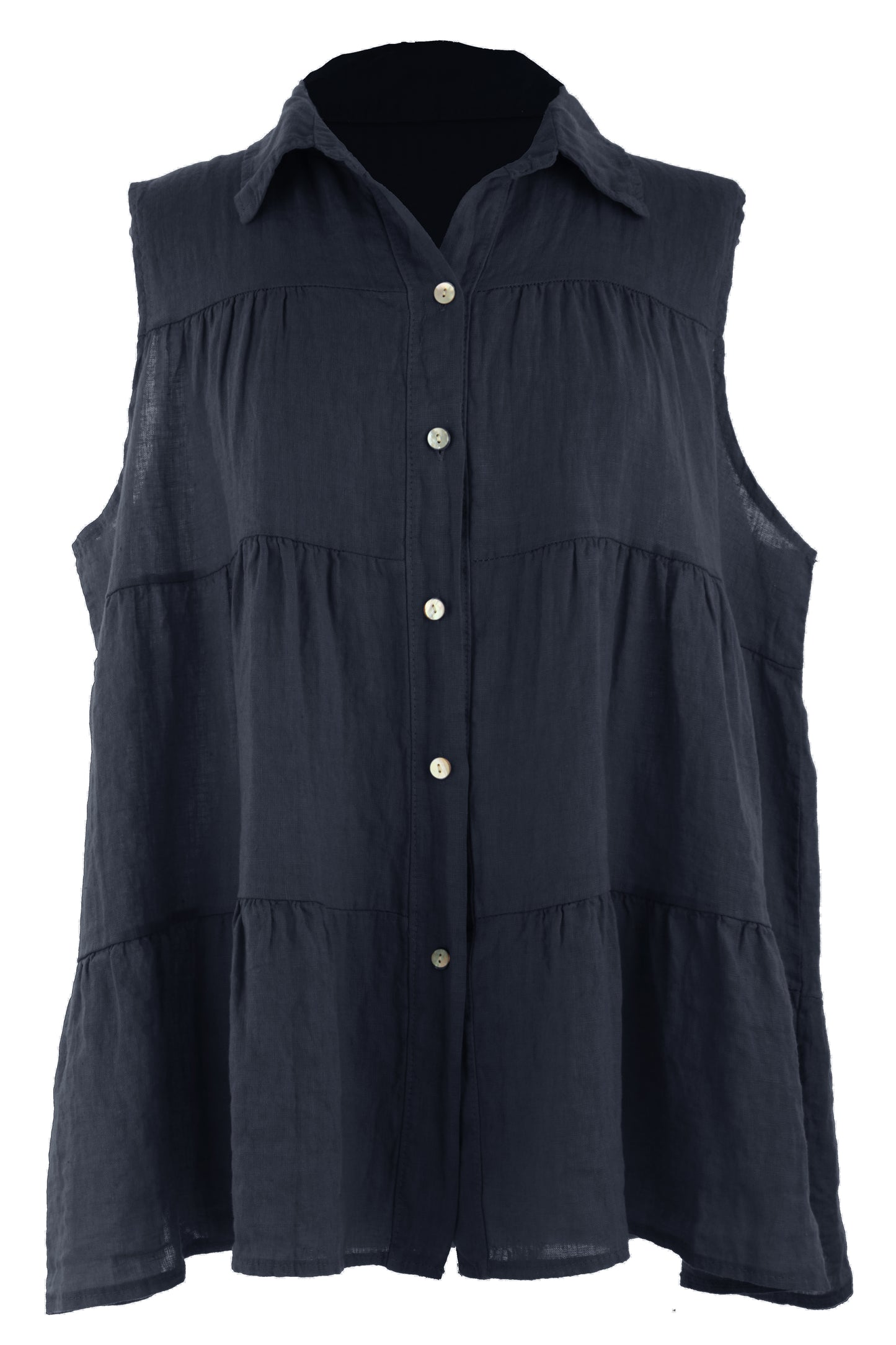 Sleeveless Tiered Linen Top