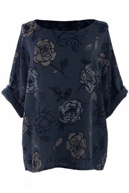 Rose Print Cotton Top