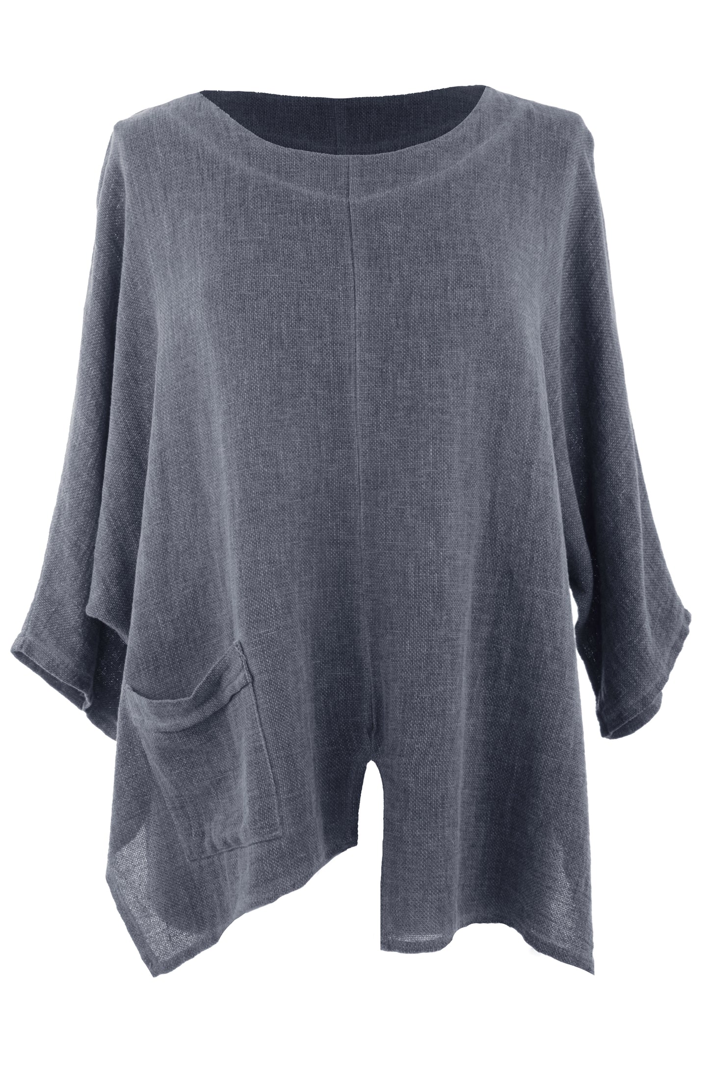 V Cutout Hem Linen Teabag Top