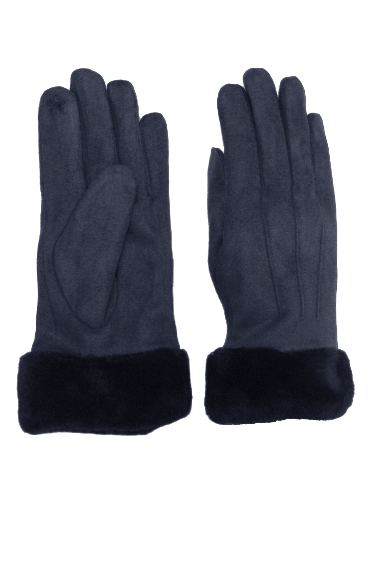 Stitch Detail Faux Fur Cuffs Gloves
