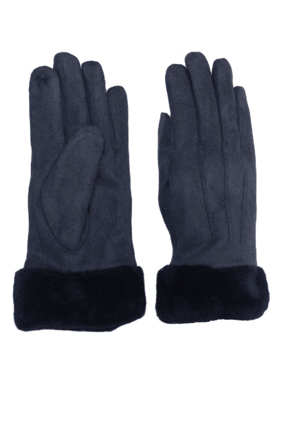Stitch Detail Faux Fur Cuffs Gloves