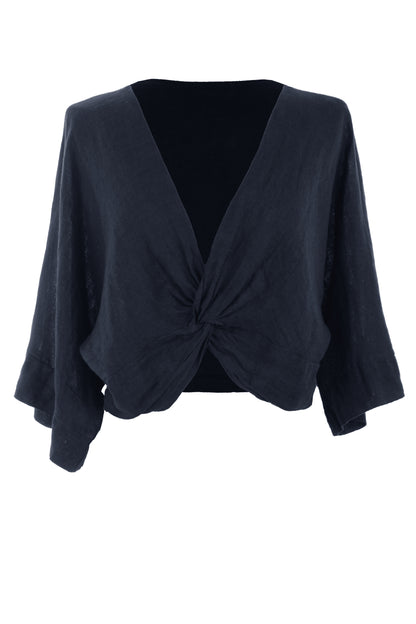 Twist Front Linen Crop Top