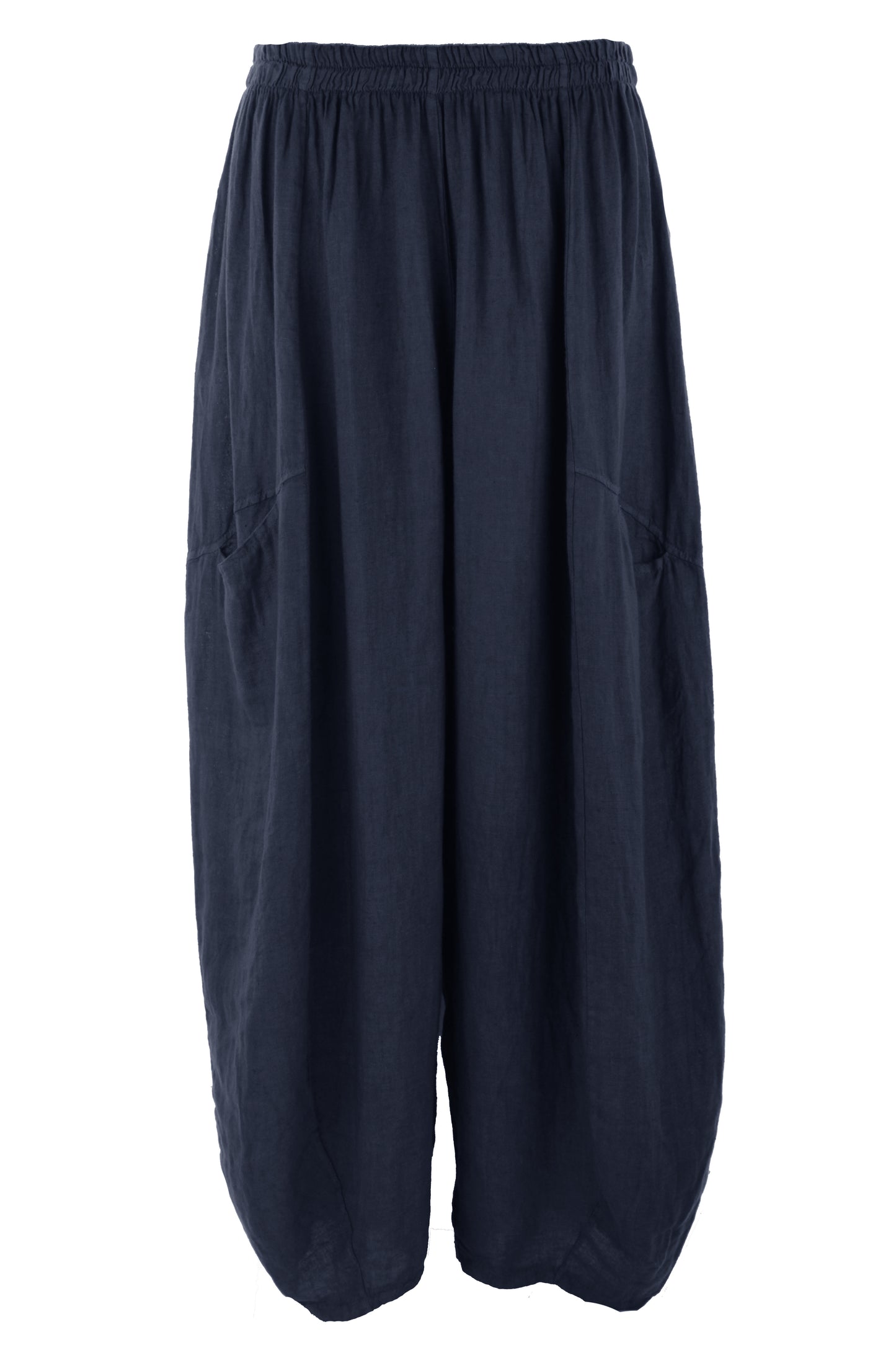 2 Slit Pocket Barrel Leg Linen Trouser