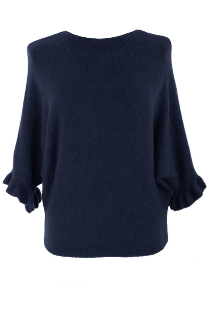 Frill Batwing Soft Knit Wool Jumper