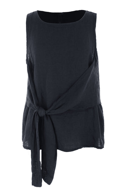 Sleeveless Side Tie Linen Top