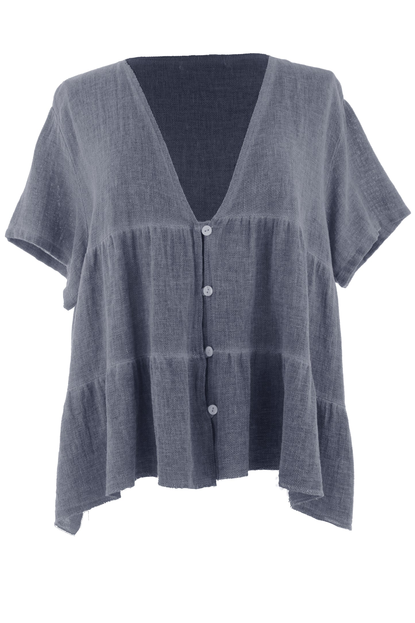 Button Tiered Linen Top