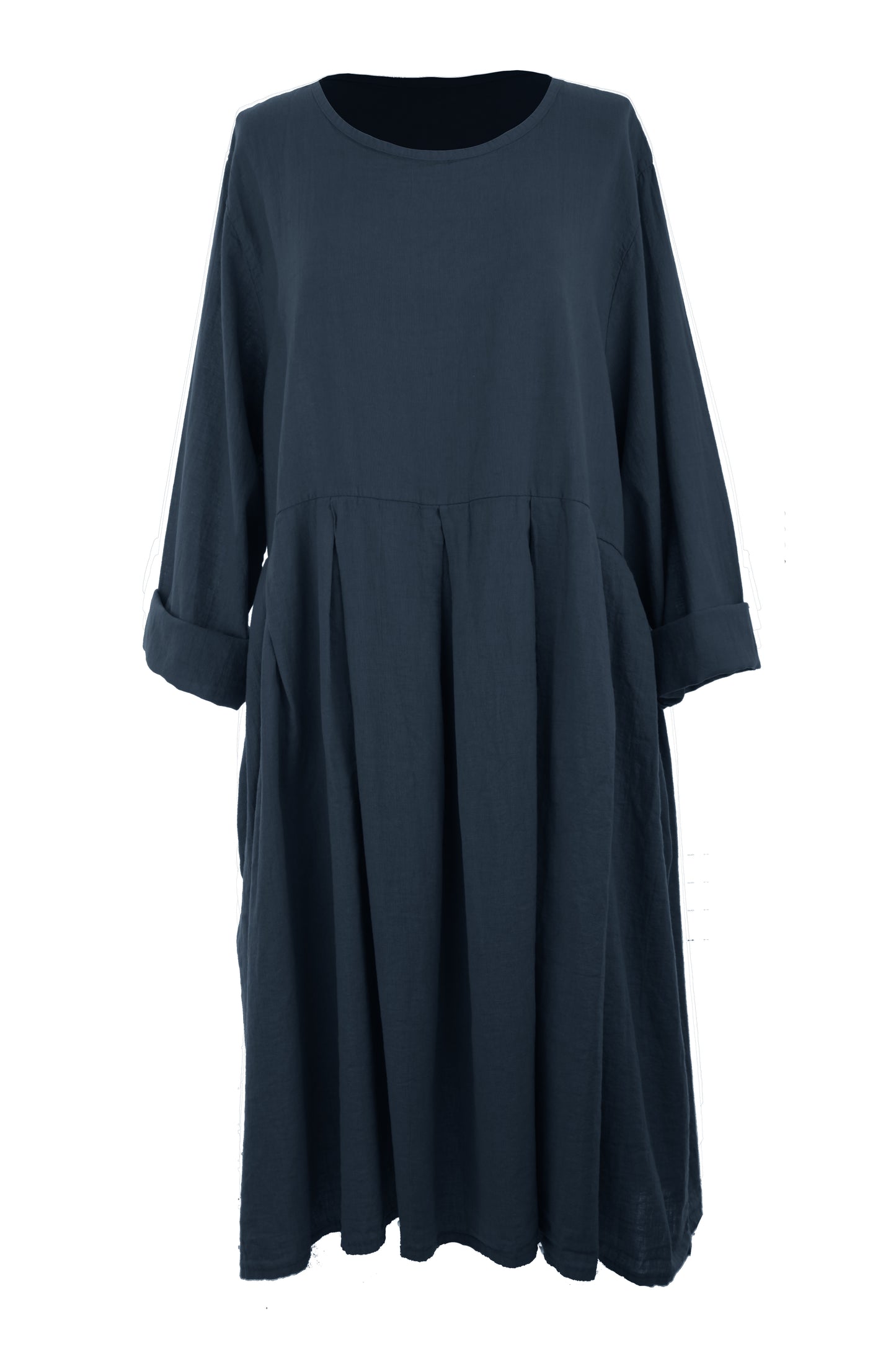 Pleat Detail Linen Dress