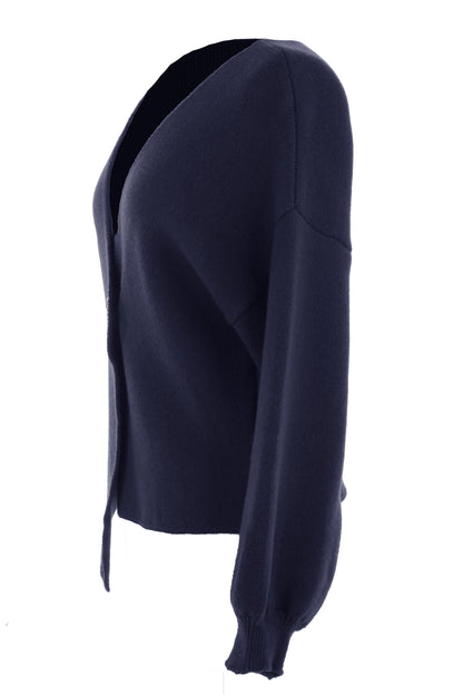 V Neck One Button Knit Cardigan