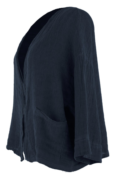 One Button Teabag Linen Jacket