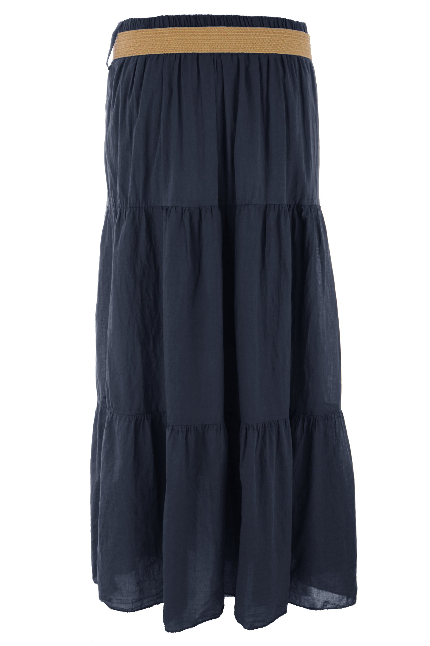 Tiered Midi Skirt with Belt