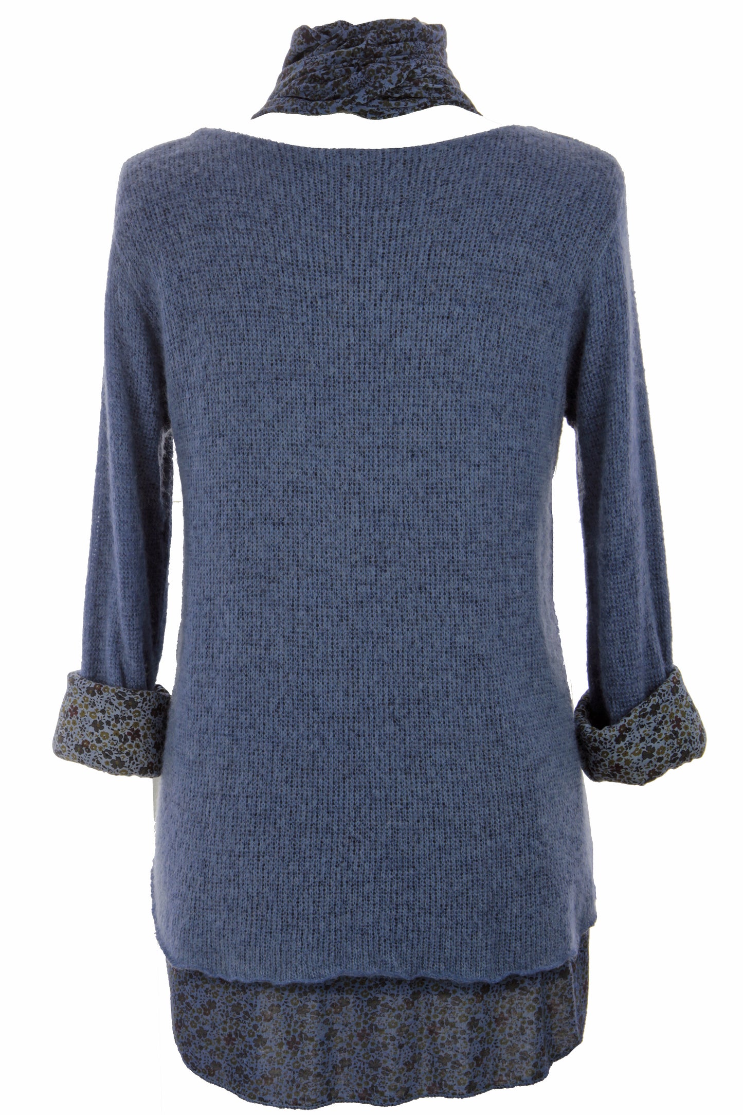 2 Piece Floral Scarf Mohair Knit Blouse