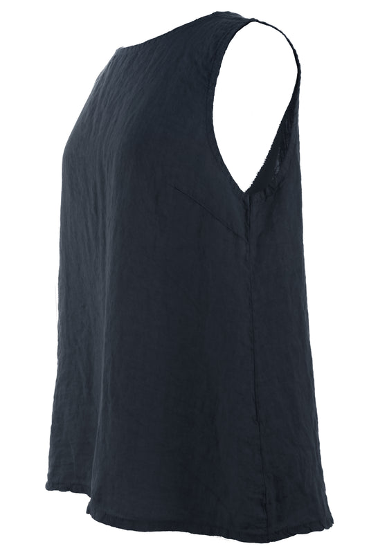 Sleeveless Button Back Linen Top