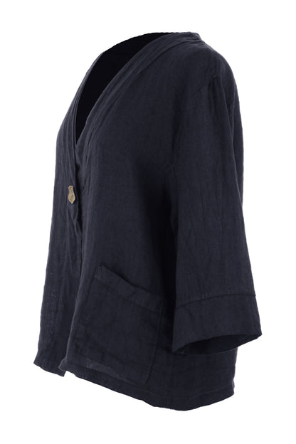 One Button Linen Jacket