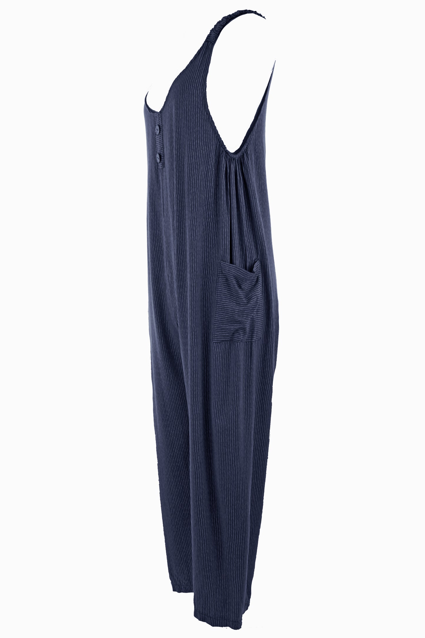 Button Detail Stripe Jumpsuit