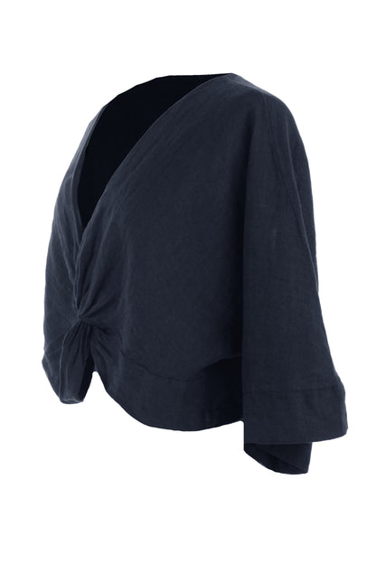 Twist Front Linen Crop Top