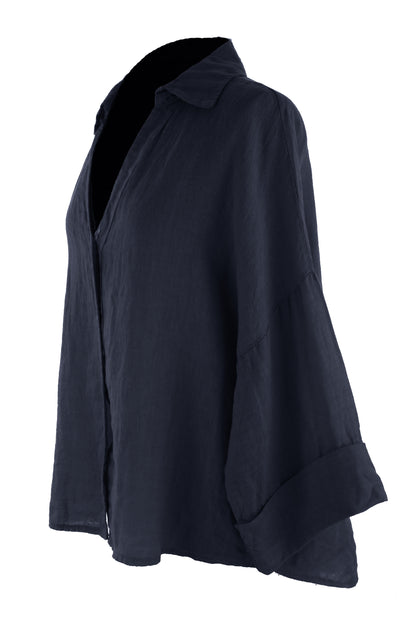 Collar V Neck Linen Shirt