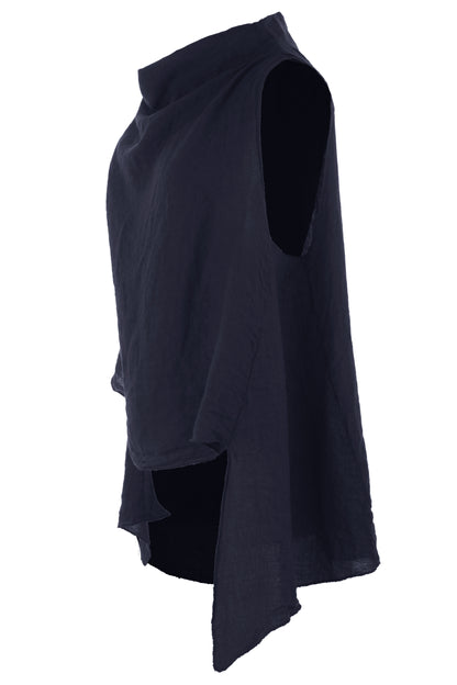Sleeveless Cowl Neck Linen Top