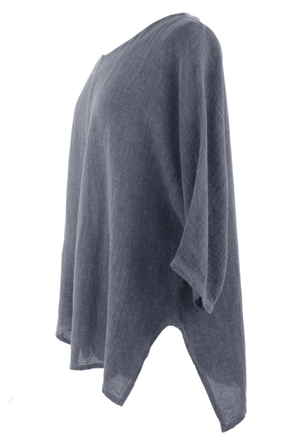 V Cutout Hem Linen Teabag Top