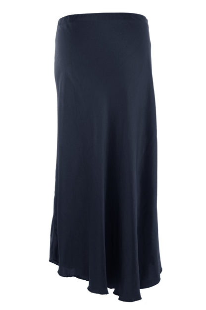 Bias Cut Silk Satin Midi Skirt