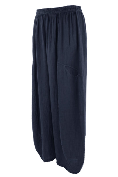 2 Slit Pocket Barrel Leg Linen Trouser