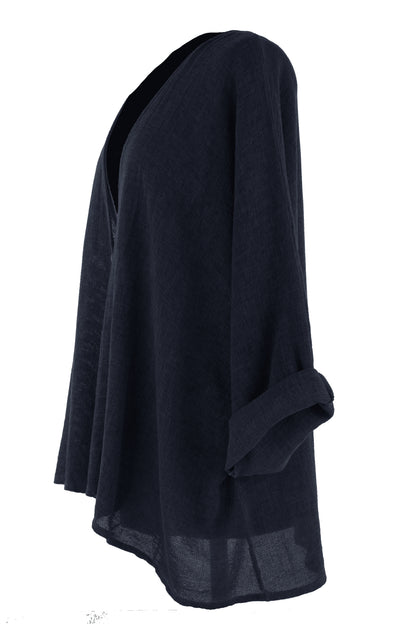 One Button Linen Cardigan