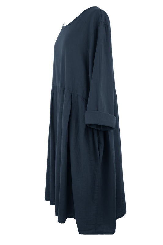 Pleat Detail Linen Dress