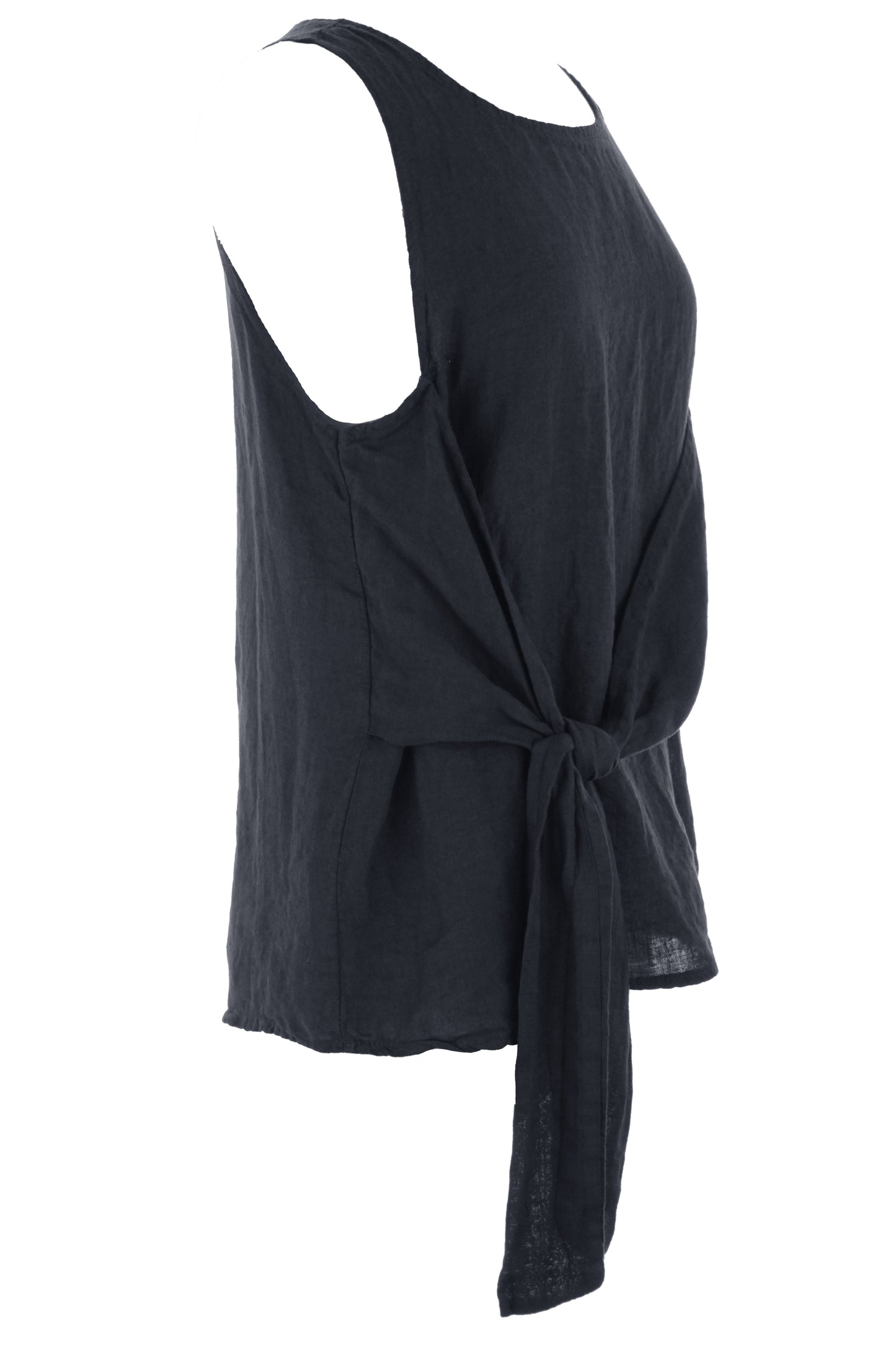 Sleeveless Side Tie Linen Top
