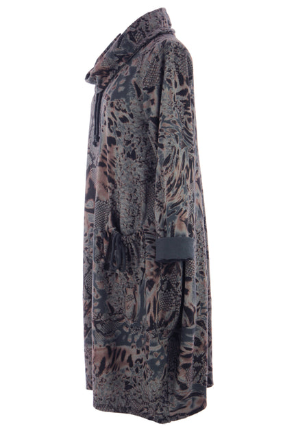 Abstract Leopard Print Cowl Neck Dress