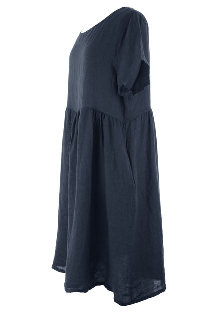 Short Sleeve 2 Pocket Linen Dress