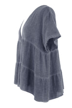 Load image into Gallery viewer, Button Tiered Linen Top
