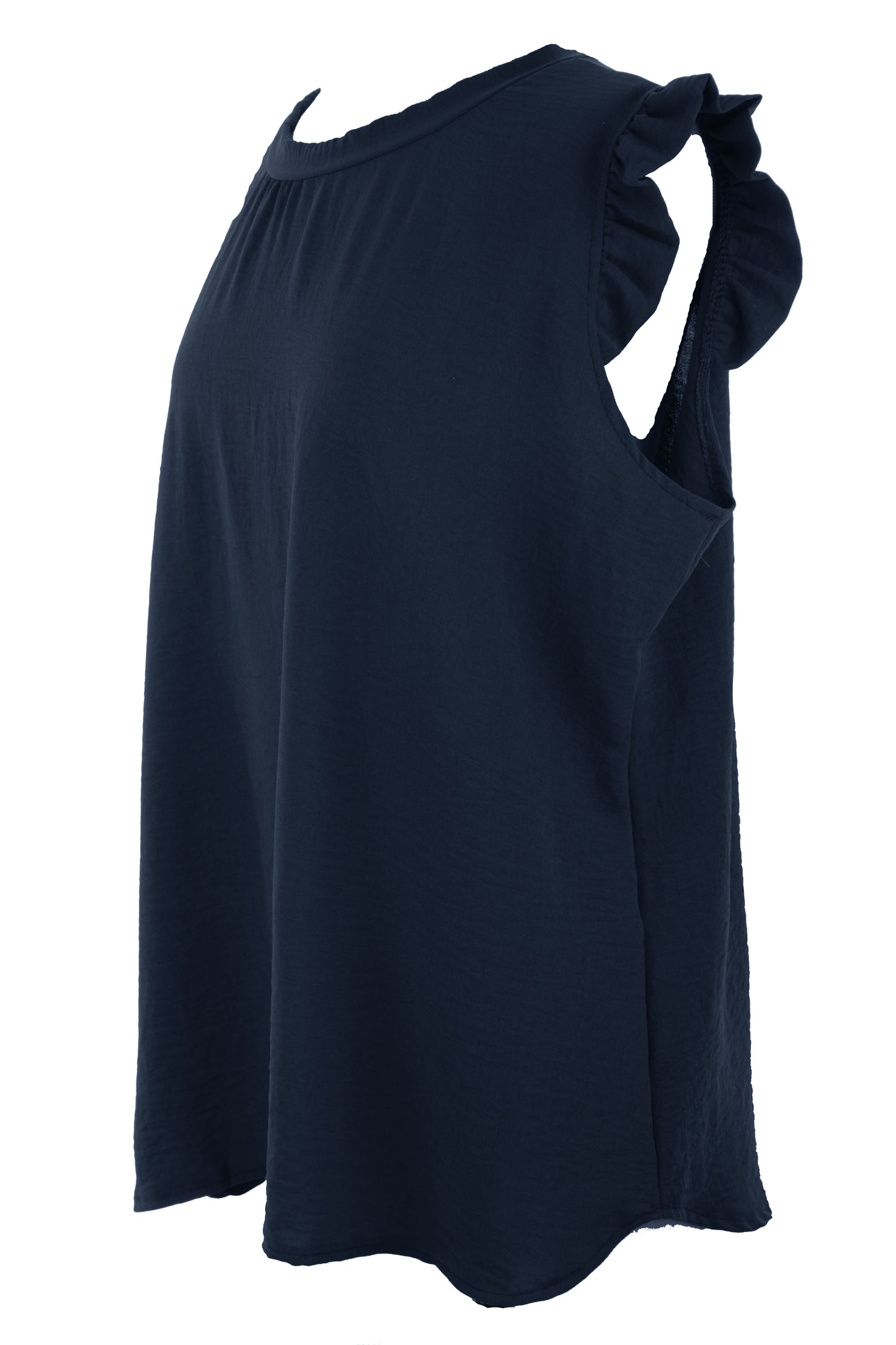 Sleeveless Frill Trim Necklace Top